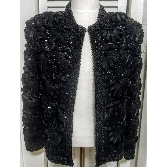 black beaded evening jacket